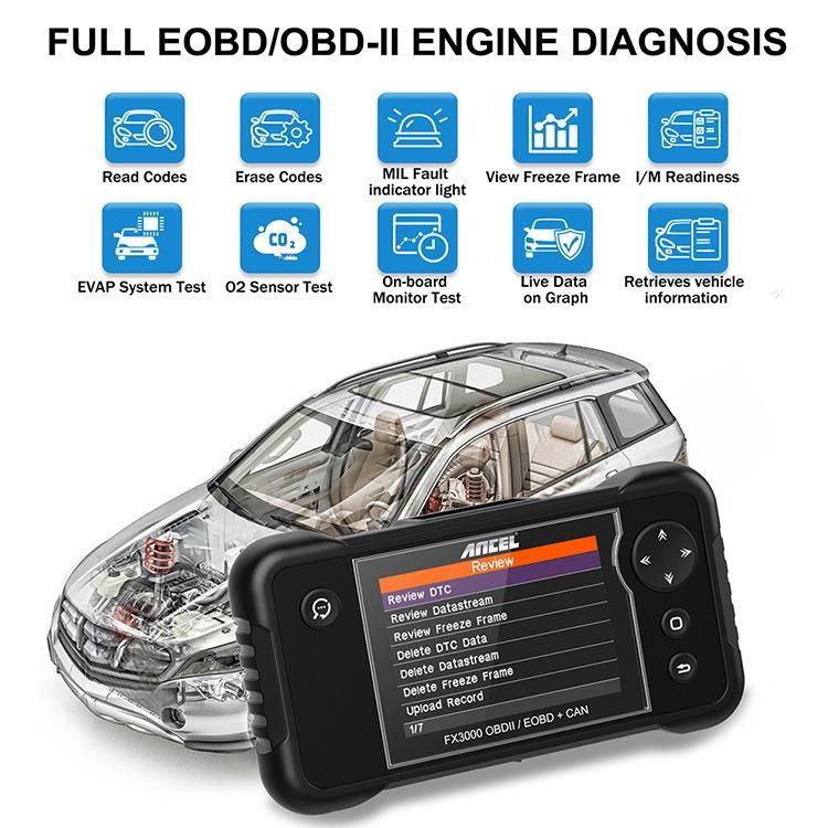 Ancel Fx3000 OBD2 Car Diagnostic Tool ABS BMS Epb Sas Reset Oil Maintenance to Zero