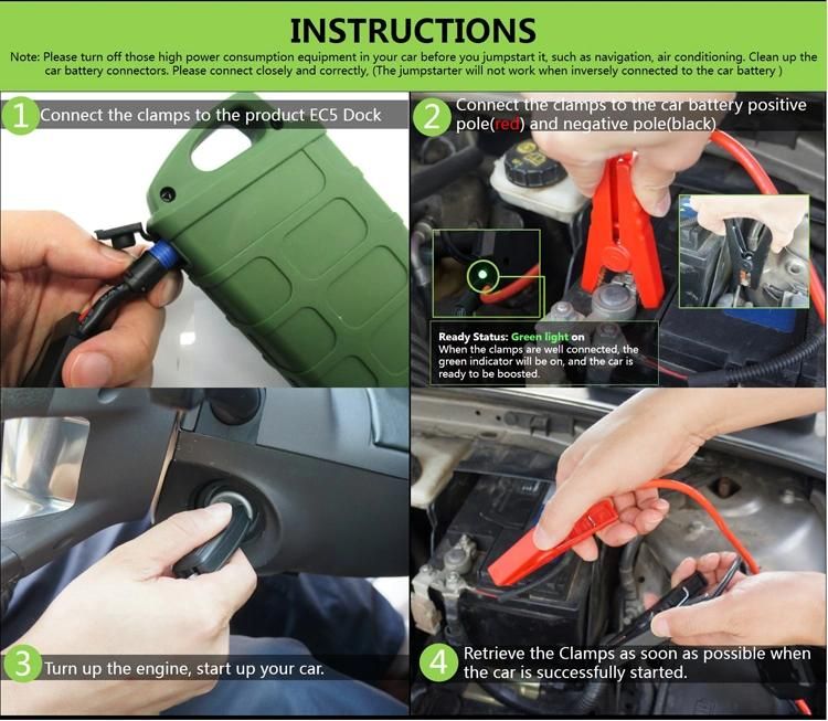 Car Battery Jump Cables Jumpstarter with Lithium Battery