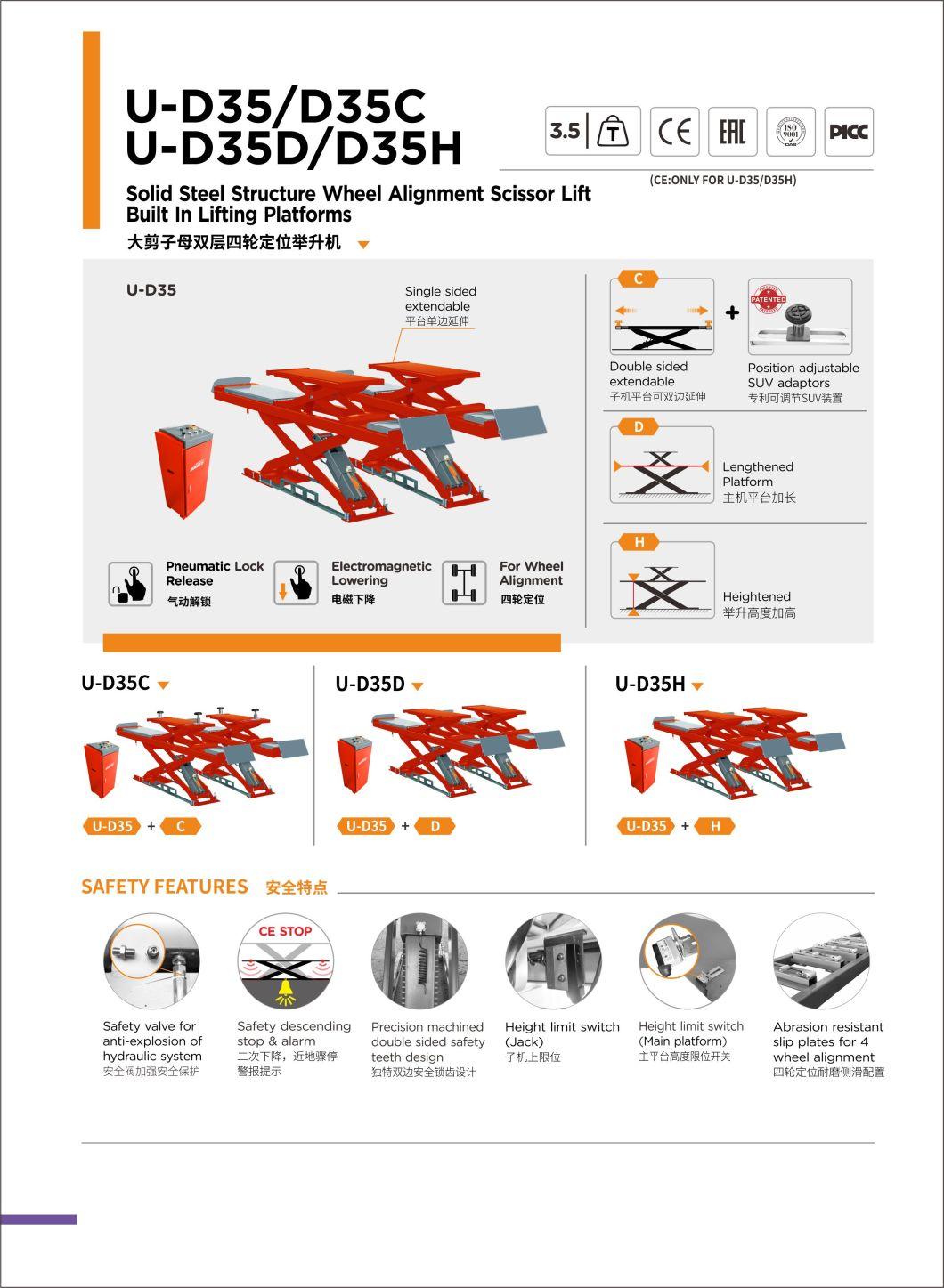 Unite Alignment Scissor Lift U-D35D Solid Steel Structure Wheel Alignment Scissor Lift Built in Lifting Platforms