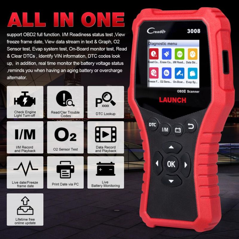 Engine Tester Auto Diagnostic Scanner Launch CR3008 Full OBDII Functions