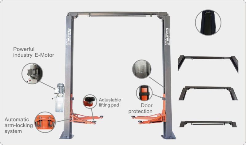 4.5ton Equipment Vehicles Clear Floor Hoist Automatic Electromagnet Release Hydraulic Two Post Car Lift/ Auto Lift
