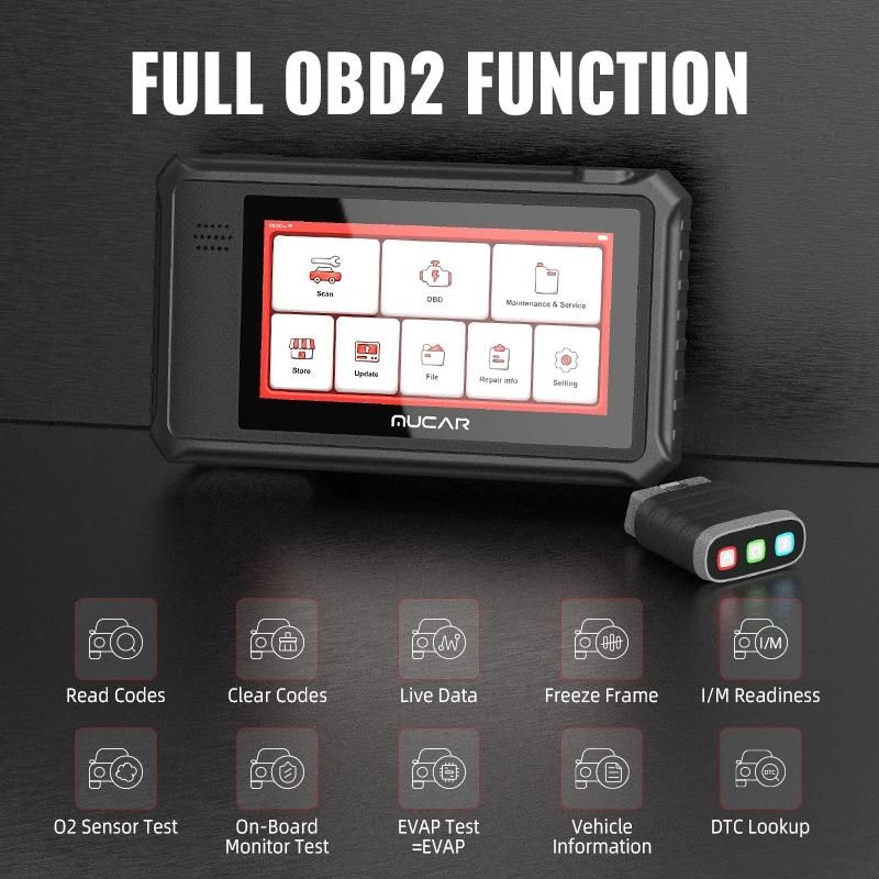 Mucar Vo6 Full Systems Auto OBD2 Scanner Action Test ECU Coding Code Reader 28 Resets Lifetime Free Update Car Diagnostic Tools
