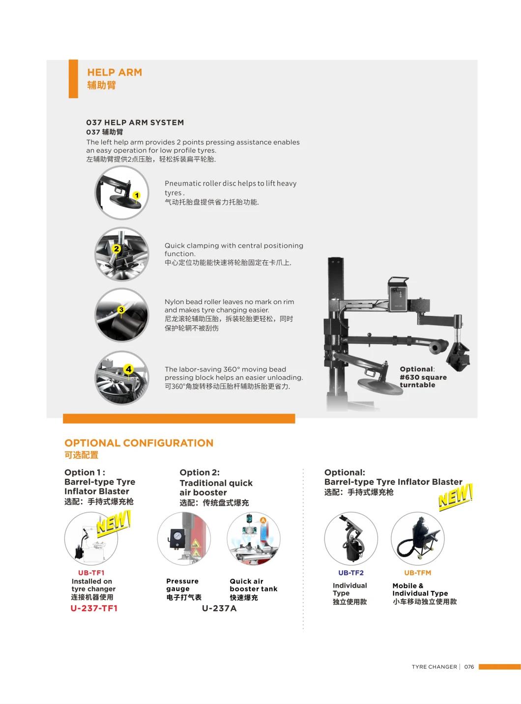 Unite Tyre Changer with 037b Help Arm Labor Saving Tire Changer Machine U-237