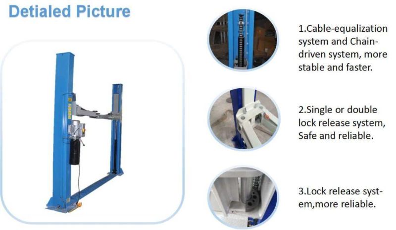 Two Post Floor Plate Hydraulic Auto Hoist with Ce