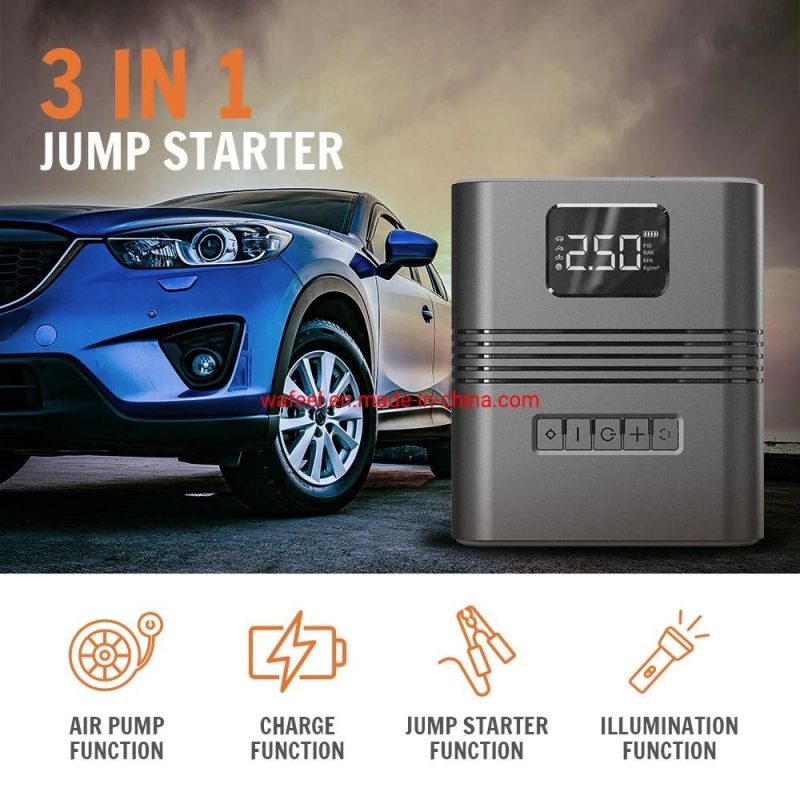 Travel Outdoor Emergency 12V Car Jump Start LED Light Flashlight Sos Jump Starter with Tyre Inflator