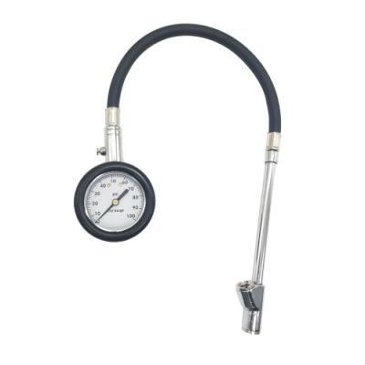 Economic Custom Professional Dial Tire Pressure Gauge with Hose and Dual Head Air Chuck