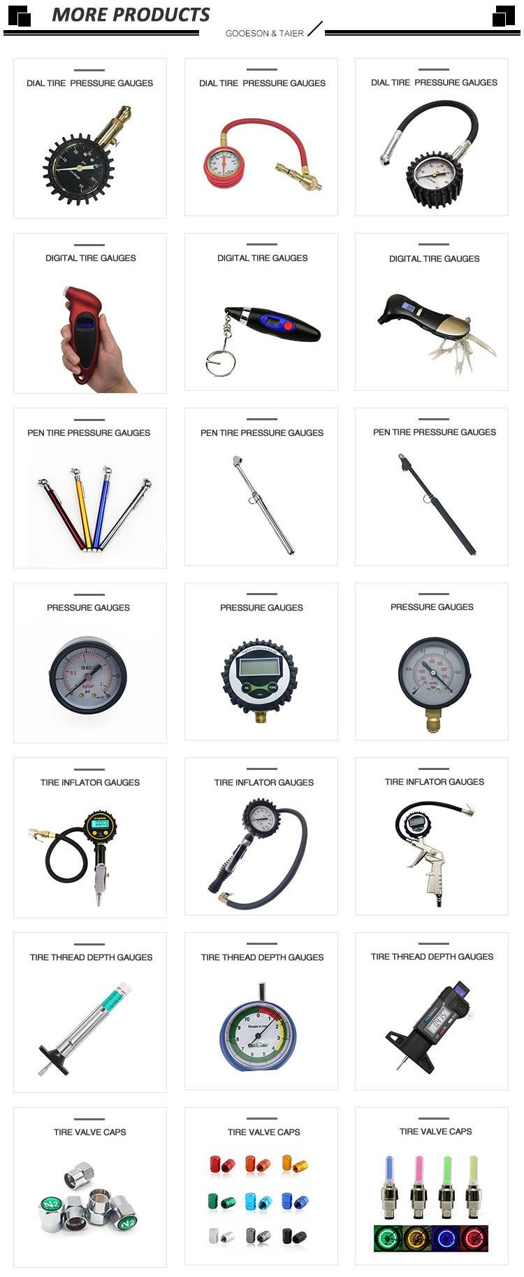 Dial Tire Air Pressure Gauge with a Rubber Hose and Clip-on Design Enables Hands-Free Chuck