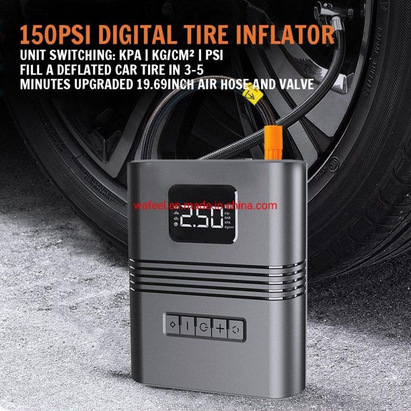 Max 150psi Car Tire Inflator Portable Air Pump 8800mAh Power Bank 12V Jump Starter