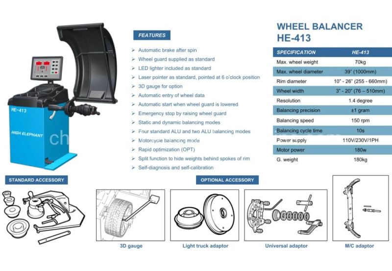 Garage Equipments Tire Service Machine Semi-Automatic Wheel Balancer