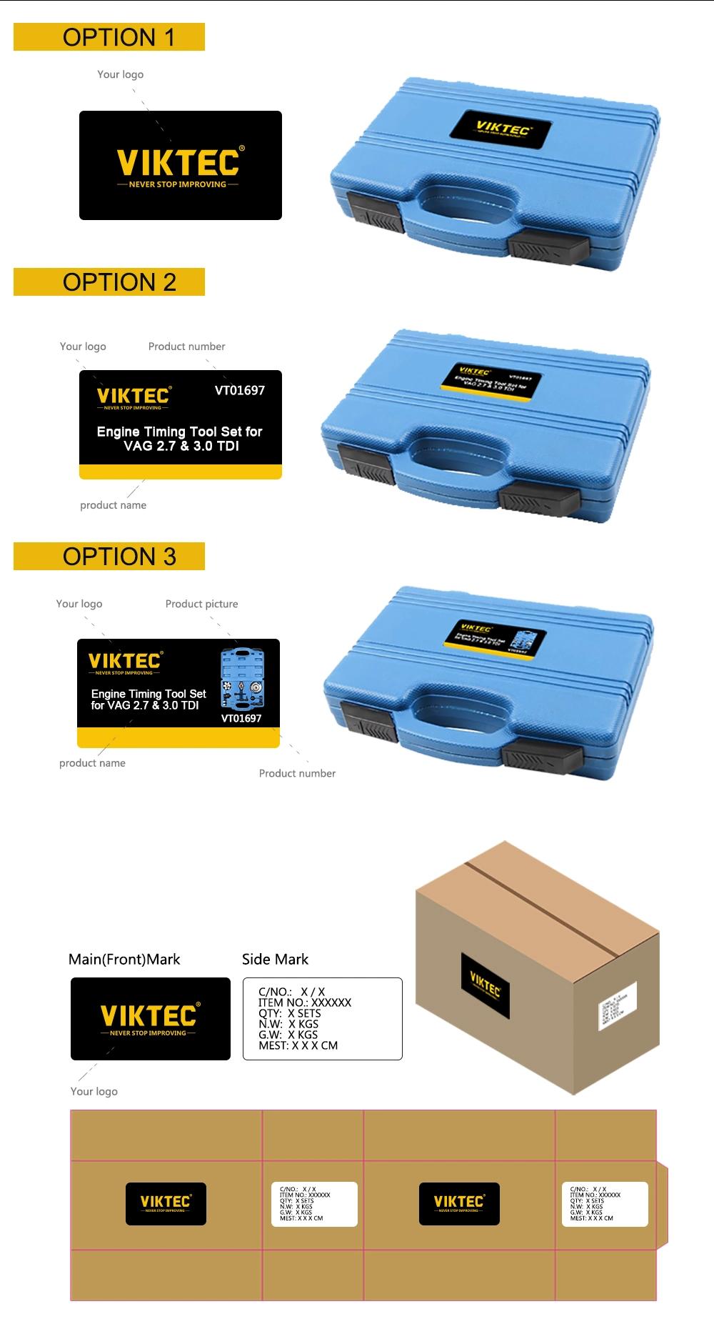 Viktec OEM 3PCS 3/8 Inch Drive Oxygen Sensor Socket Wrench Oxygen Sensor Socket Set with Your Own Brand