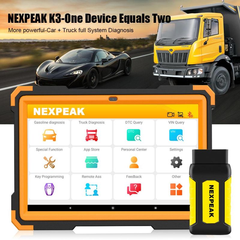 Nexpeak K3 OBD2 Full System Scanner Car Heavy Duty Diagnostic Tool 18 Special Functions ABS Airbag Epb DPF Odometer Adjustment