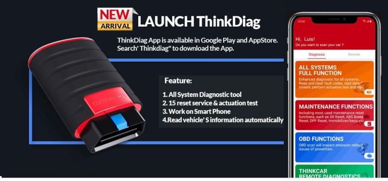 Launch Thinkdiag Same as Easydiag Full System OBD2 Diagnostic Tool Think Easy Diag Obdii Code Reader 15 Reset Services