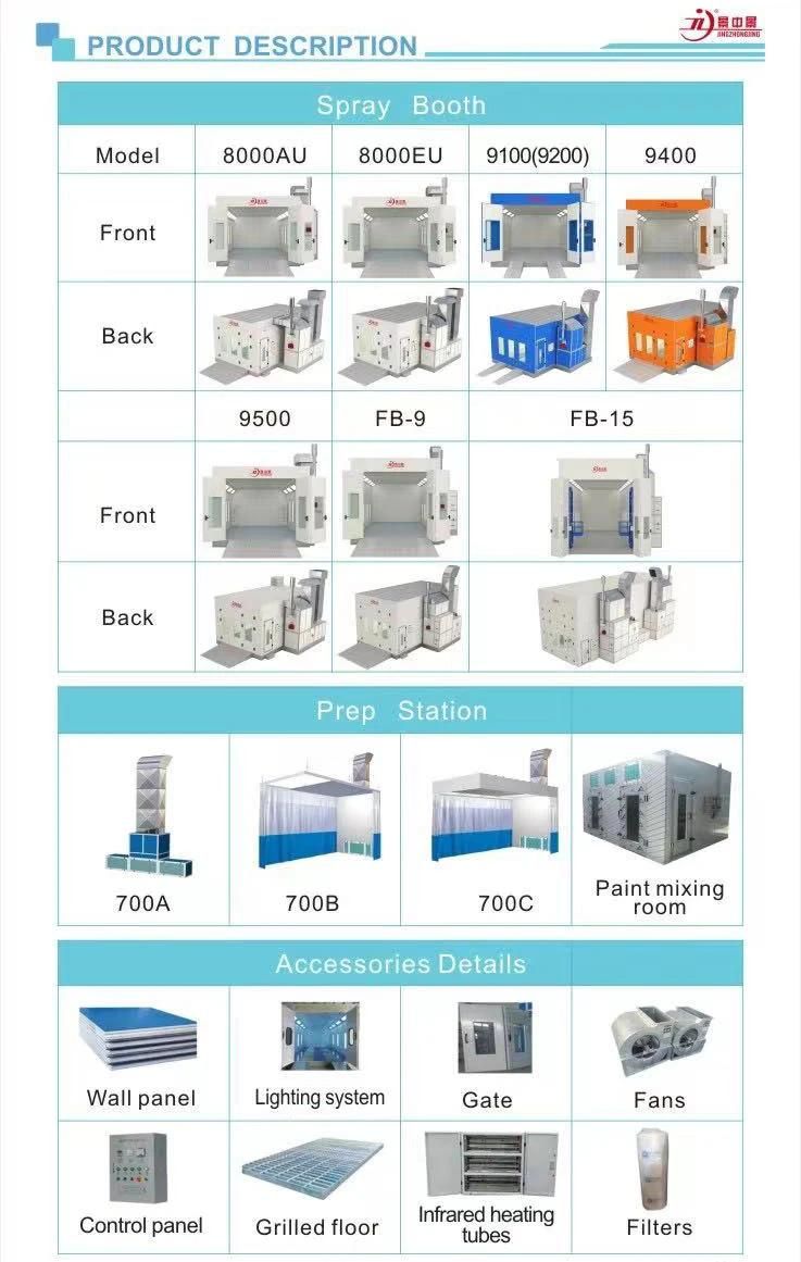 Paint Spray Booth Hot Sale Spray Paint Booth Baking Oven Jzj-8000