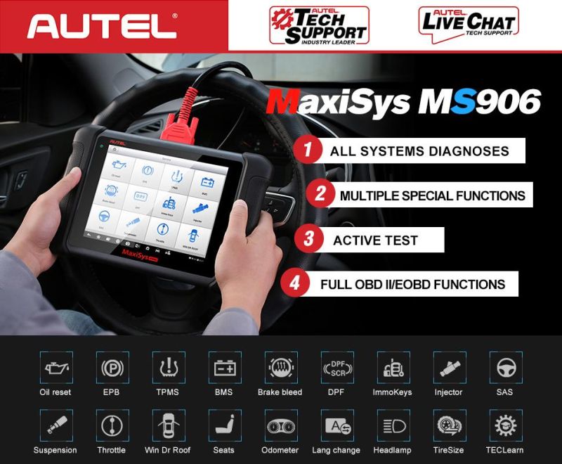 Autel Scanner Maxisys Ms906 OBD Diagnostic Cars Repair Software Full System Diagnostic OBD2 Scan