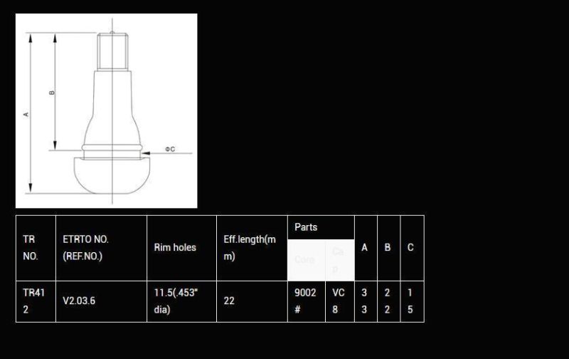 Tr413AC-B Tire Valve