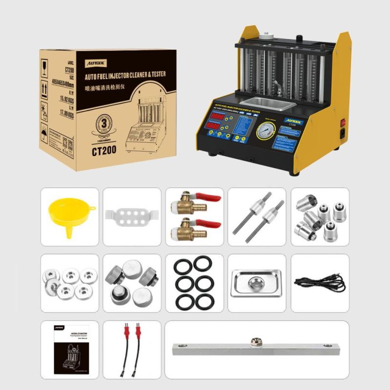 Autool CT200 Ultrasonic Fuel Injector Cleaner & Tester Support 110V/220V with English Panel & Fsi Hpi Gdi Injector