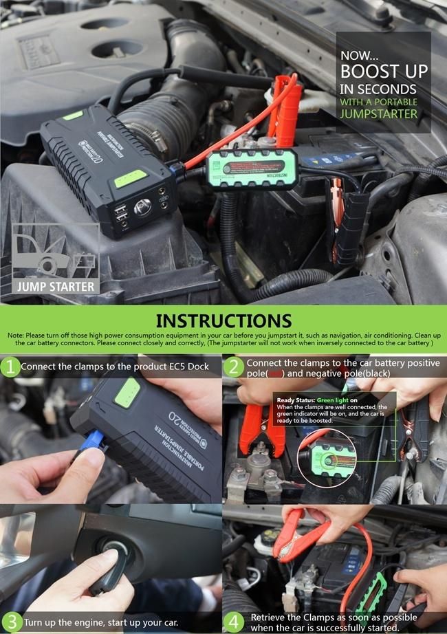 Multi-Function 20000mAh Emergency Auto Car Vehicle Jump Starter with Power Bank