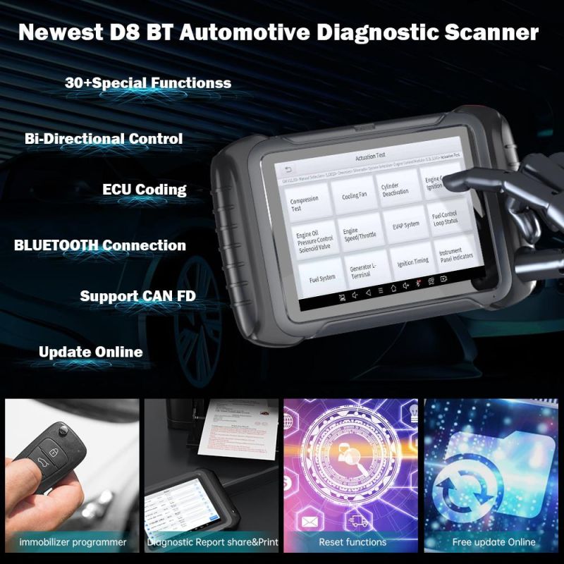 Xtool D8 Bt 2022 Newest Automotive OE All Systems Diagnostic Scanner ECU Coding 30+ Service Functions Bi-Directional Control
