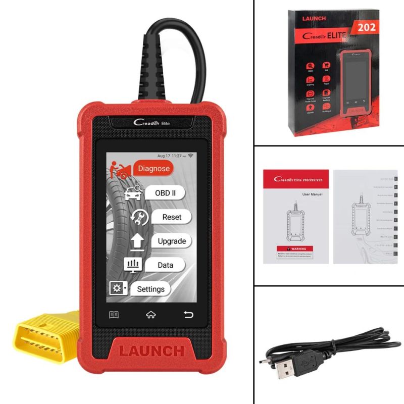 Launch X431 Elite Cre202 OBD2 Diagnostic Tools Auto Obdii ABS SRS Code Reader Scanner 26 Reset Service Optional