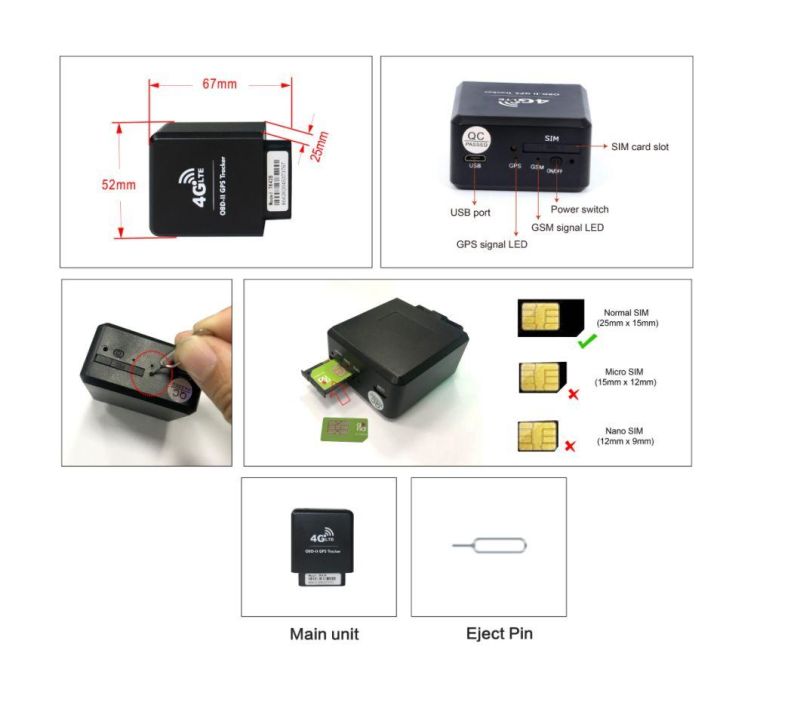 4G LTE M1 Obdii Tracker GPS Locator Real-Time Vehicle GPS Easy Install GPS (DI)