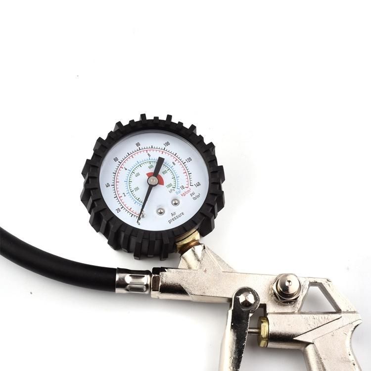 0-16bar Tire Air Pressure Inflator Gauge Custom Hose, Logo, Chrome Plate