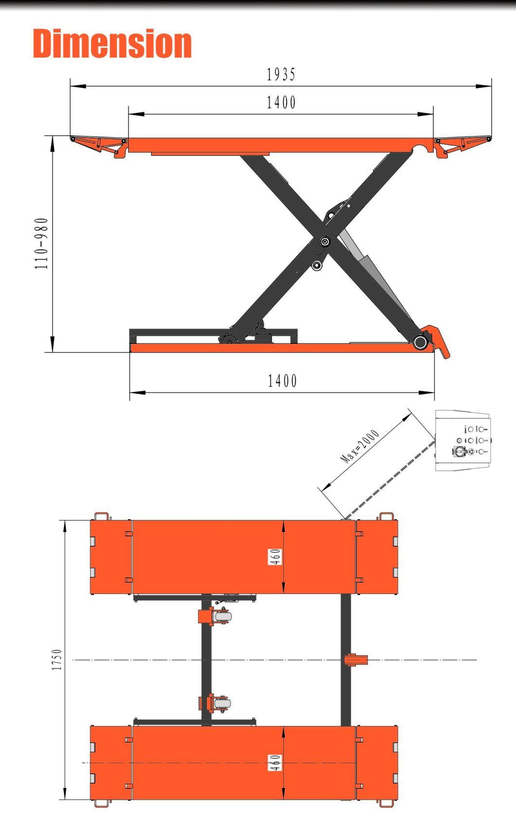 Electric Release Hydraulic MID Rise Scissor Car Lift for Car