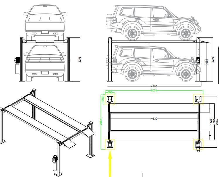 Garage 2 Level Hydraulic Vehicle Car Parking Four Post Lift