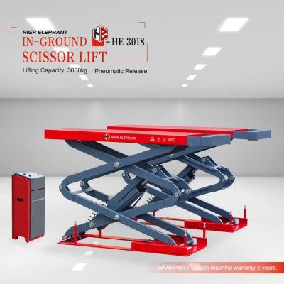 Mobile Lightweight Scissor Lift in-Ground with Pneumatic Release.