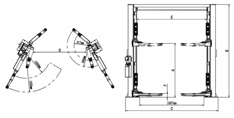 ANSI Standard 2 Post Hydraulic Hoist for Automobile (210SAC)