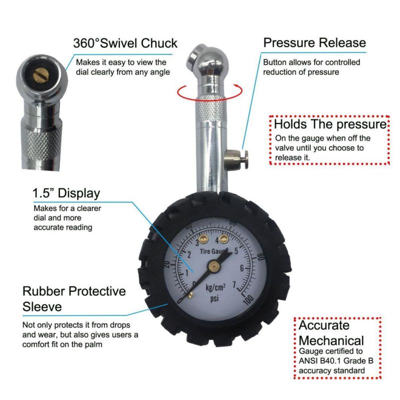 Tire Deflator Pressure Gauge High Quality Air Pressure Gauge Tester Tool