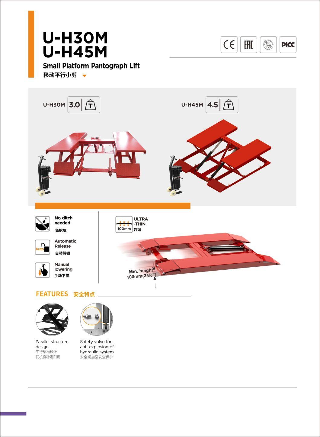 Unite Car Scissor Lift Table U-H45m Small Platform Pantograph Scissor Lift