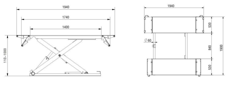 Garage Lift Manual MID Rise Scissor Hoist Price