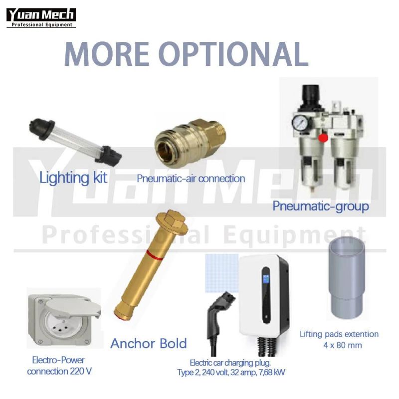 Yuanmech F4022em Two Post Lift Floor Connection with Manual Down Ventil Leverand and Electromagnet Mechanical