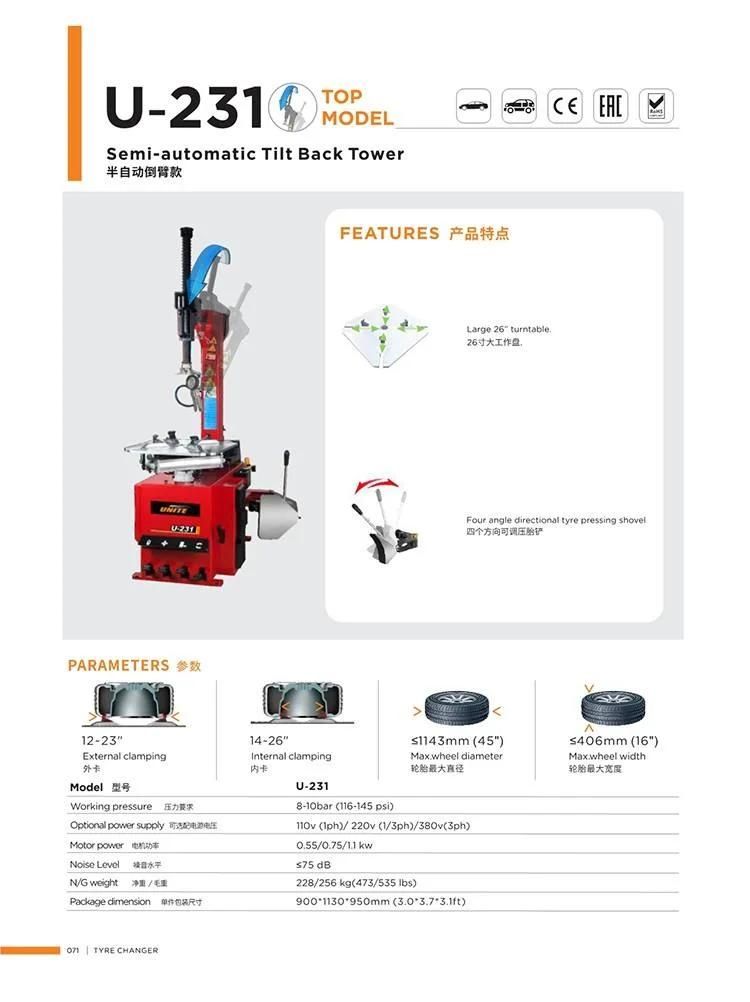 Unite Large Turntable Tyre Changer for 12"-26" Tilting Back Tire Changer U-231