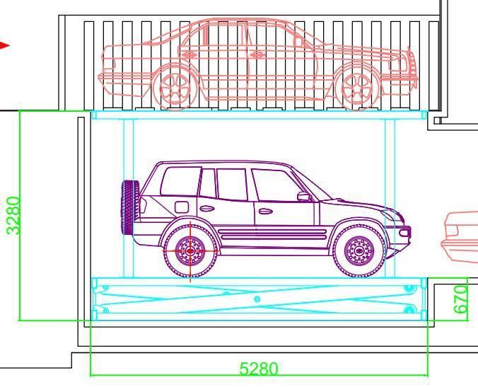 Hydraulic Scissor Parking Lift Car on Home Garage Equipment