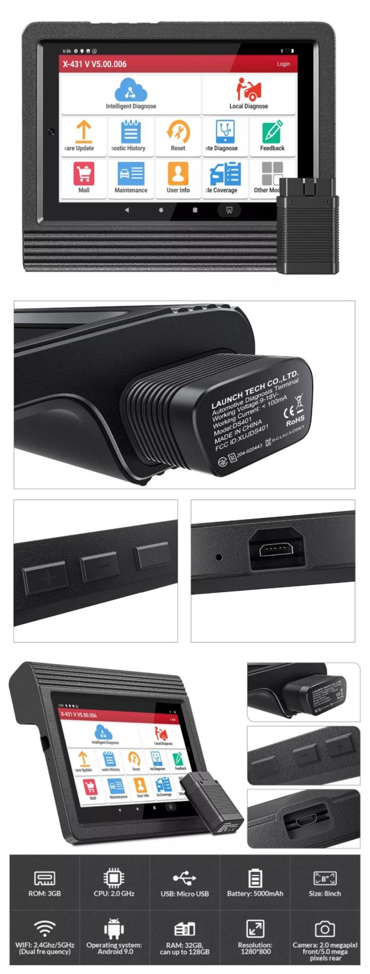 Original Launch X 431 V V4 Support with Tsgun TPMS Gun Automotive Diagnostic Tool Scanner 4.0 V