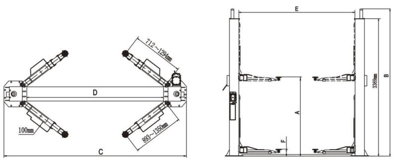 4.5 Tonne Capacity Floor Plate Type 2 Post Auto Lift (210)