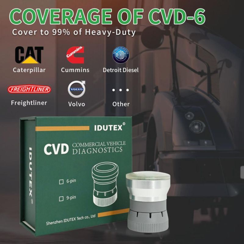 Idutex CVD-6 OBD2 Automotive Scanner Code Reader for Engine Reading and Cleaning Fault Code Read Live Data for Diesel Engine Come with 6 Pin Socket