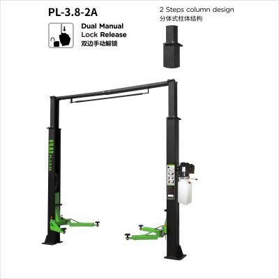 Puli 4t/8840lbs Two Post Car Lift Arch Clear Floor Plate Car Jack Garage Equipment Hydraulic Lift on Sale Pl-3.8-2A