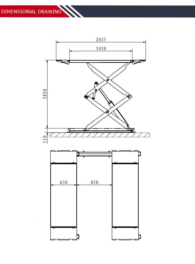 Customizable Voltage 3000kg Four Cylinder Scissor Lift