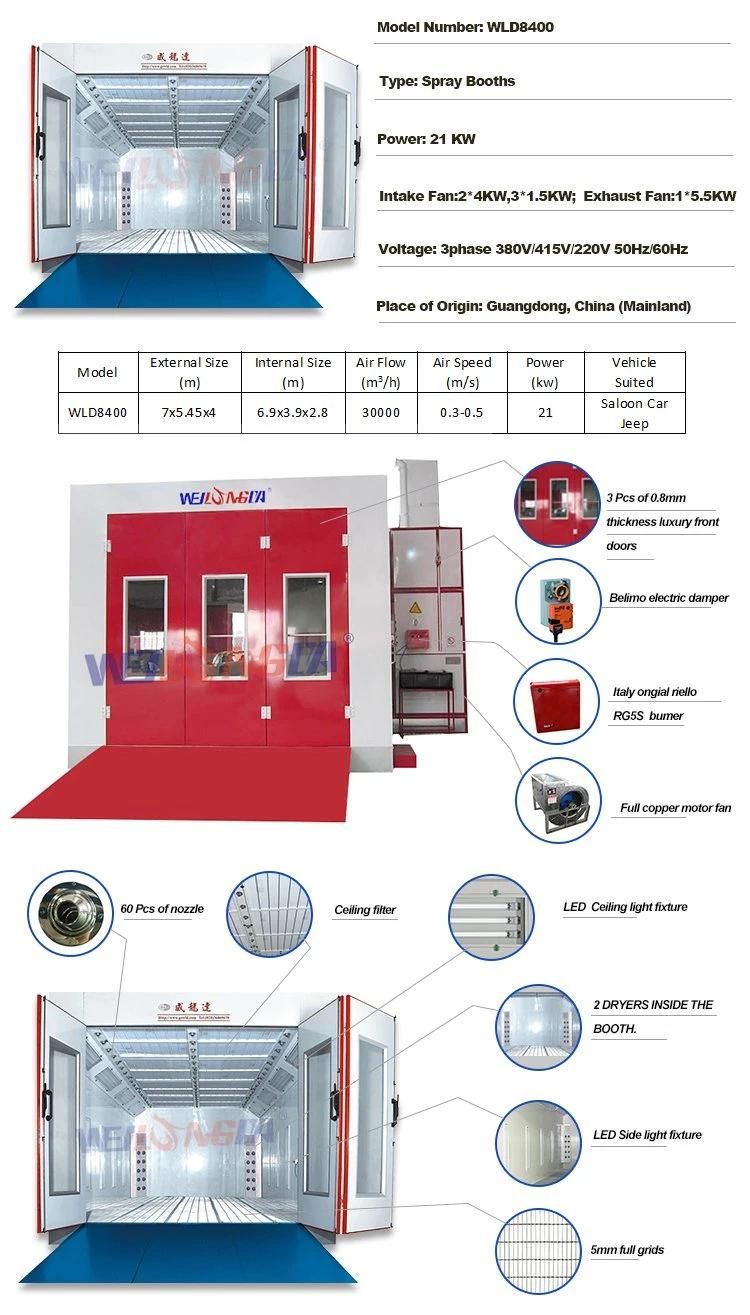 Wld8400 Ce Downdraft Car Paint Spray Booth Oven