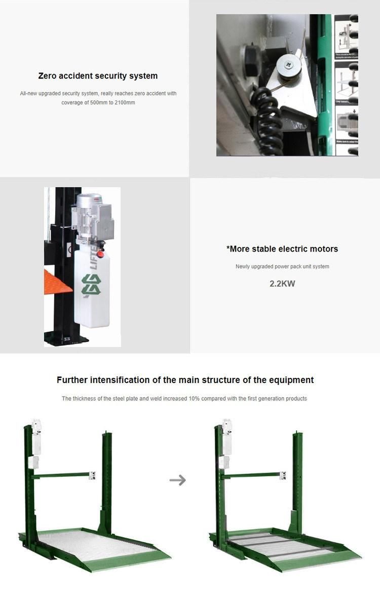 Hydraulic Lift Elevated Park System 2 Levels Vertical Car Parking equipment car equipment