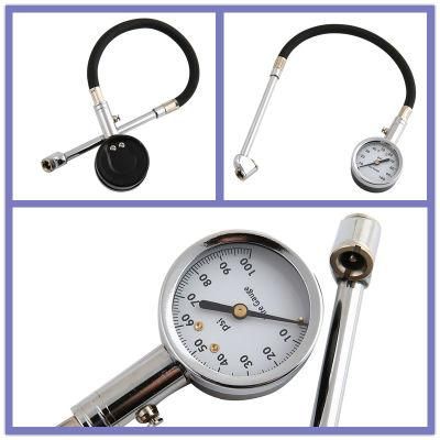 Mechanical Brass Dial Heavy Duty 2 Inch Tyre Pressure Air Gauge with Dual Foot Chuck