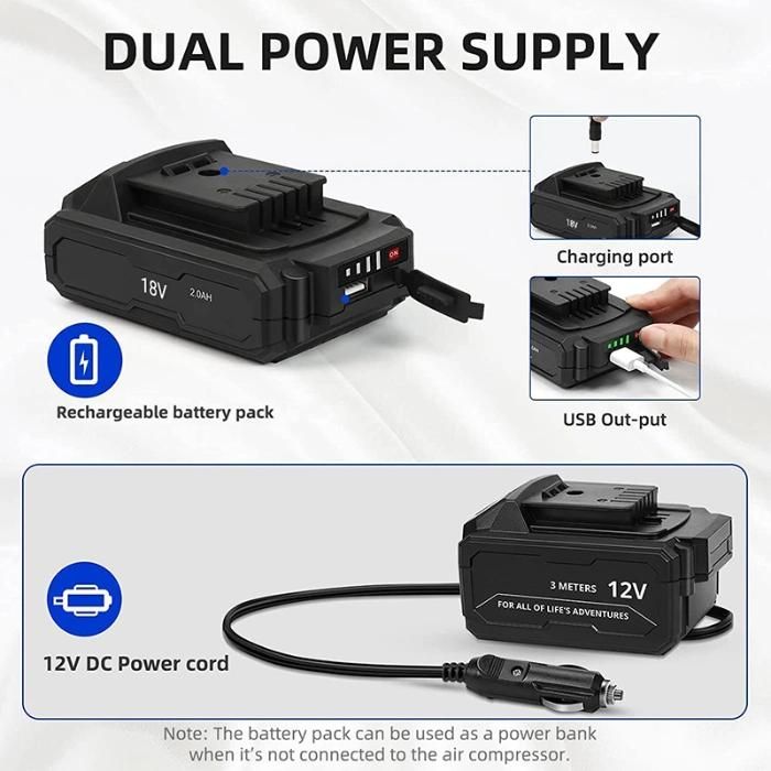 Cordless Tire Inflator Air Compressor 12V Rechargeable Battery Powered 150psi Portable Handheld Air Pump