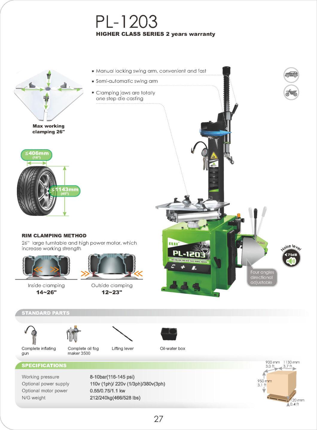 Puli Semi-Automatic Swing Arm Tire Changer CE Price Pl-1203 Machine Economical Automatic Car for Sale