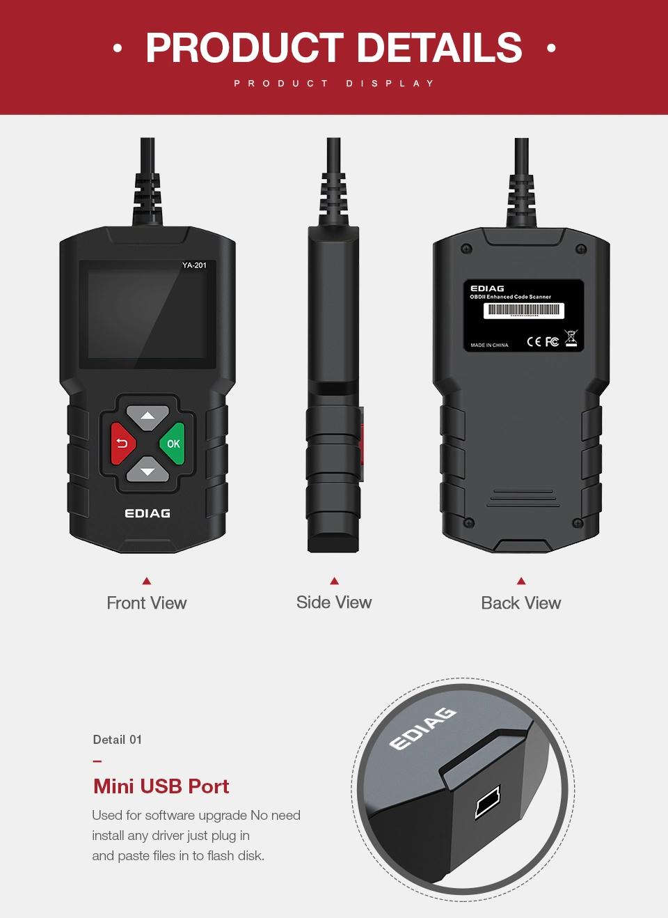 Ediag Ya-201 Auto Scanner Full OBD2 Functions Lifetime Free Update