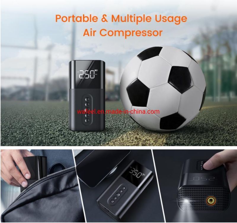 Portable Air Compressor Wide Display Screen 6000mAh LED Light Car Bike Motorcycle