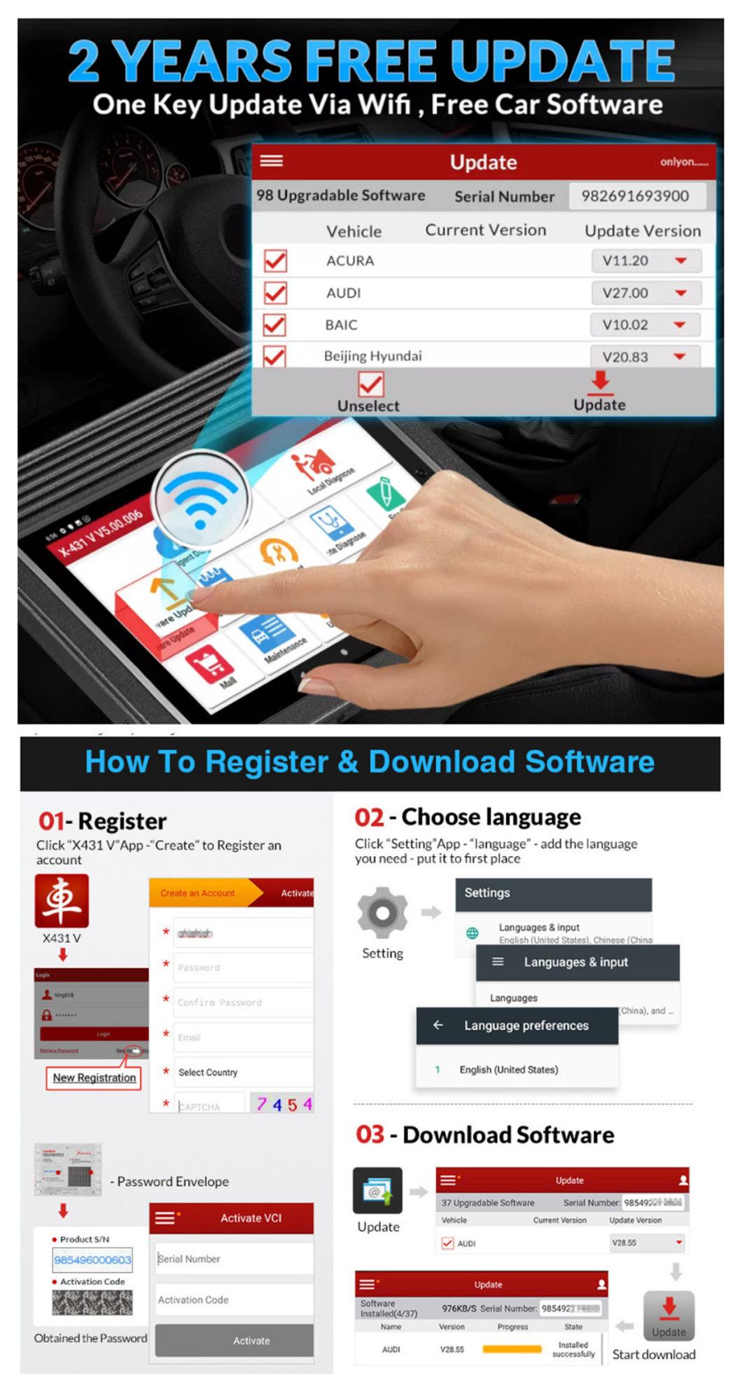 OBD II Scanner Launch X431 Software Original 2 Year Free Update for All Software of The Cars