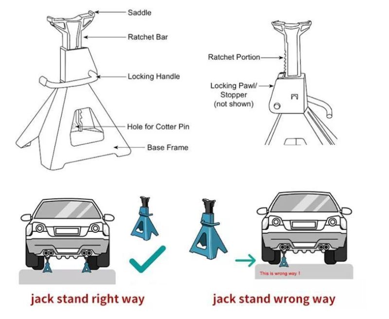 Aofu 6 Ton Heavy Duty Folding Jack Stand for Repair Car