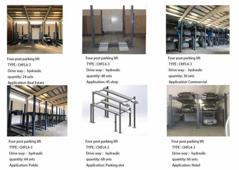 Hydraulic Vertical Four Post Triple Vehicle Stacker Parking Lift